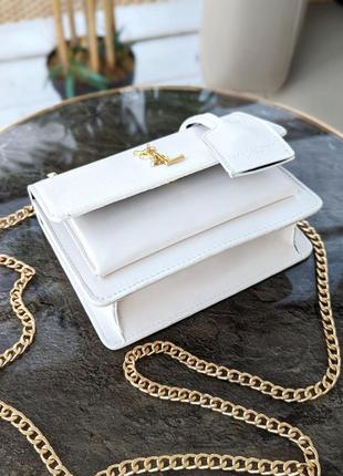Біла жіноча міні сумочка клатч на ланцюжку, маленька молодіжна модна брендова сумка крос-боді6 фото