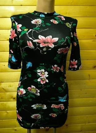 175.яркая вискозная блузка в красивый цветочный принт модного испанского бренда zara