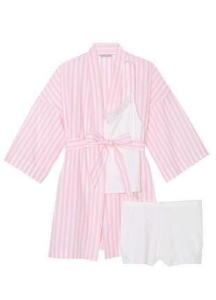 Піжама victoria’s secret 3-piece cotton pajama set1 фото