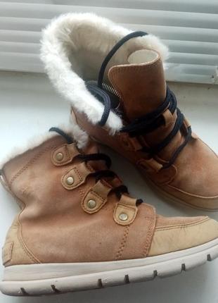 25 см. утеплённые кожаные ботинки sorel waterproof (оригинал).