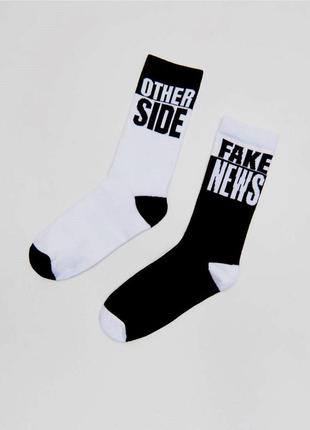 Стильные носки с принтом черный и белый (пара)