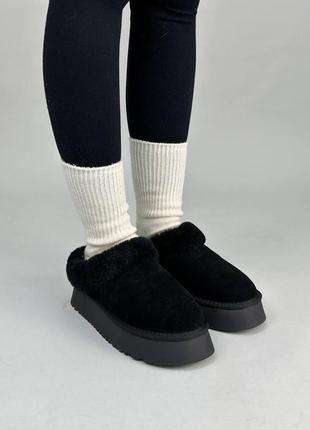 Черные зимние короткие угги женские, теплые, замшевые/замша-женская обувь на зиму 2023-20246 фото