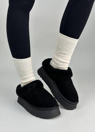 Черные зимние короткие угги женские, теплые, замшевые/замша-женская обувь на зиму 2023-2024