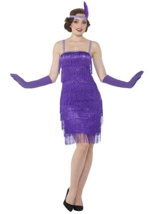 Фиолетовое платье с бахромой в стиле гэтсби, одри хепберн, 20х