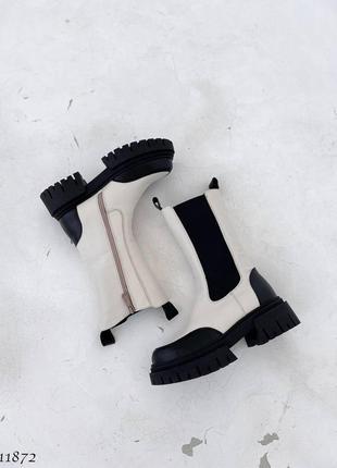 Зимние ботинки,
цвет: слоновая кость + черный, натуральная кожа8 фото