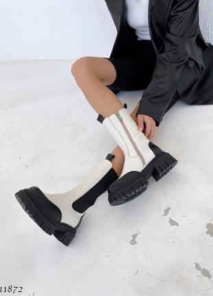Зимние ботинки,
цвет: слоновая кость + черный, натуральная кожа3 фото