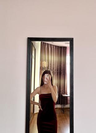 Платье бархатное, бордо, размер s-m2 фото