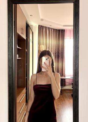 Платье бархатное, бордо, размер s-m3 фото