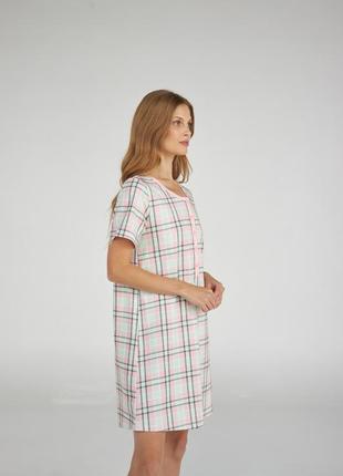 Жіноча домашня нічна сорочка в клітинку тм ellen (розмір s)2 фото