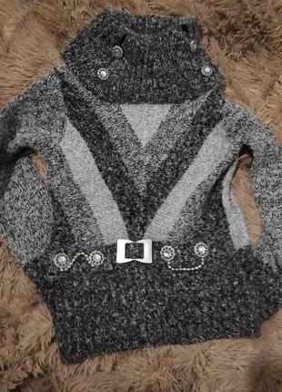 Кофта теплая под шею кофточка гольф свитер lisheng красивая нарядная теплая