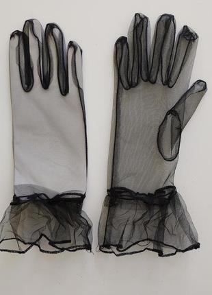 7-18 фатинові рукавички однотонні фатиновые перчатки4 фото