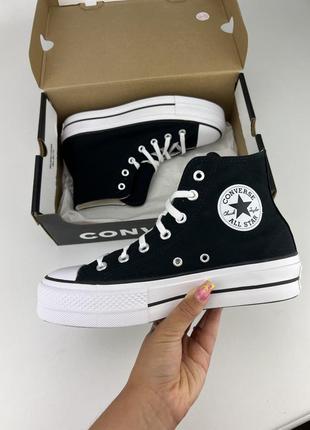 Кеды converse chuck taylor all star lift hi 560845c black текстиль, оригинальные кеды конверс1 фото