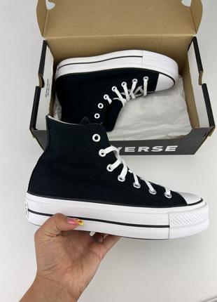 Кеди converse chuck taylor all star lift hi 560845c black текстиль, оригінальні кеди конверс2 фото