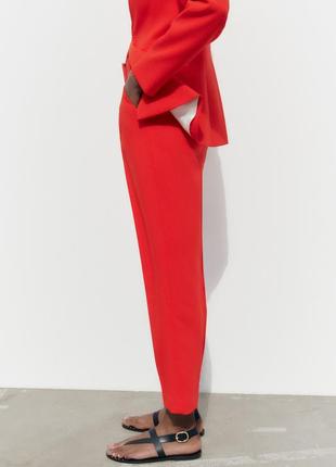 Zara 36 s брюки новые красные свободный крой высокая посадка2 фото