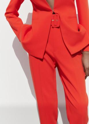 Zara 36 s брюки новые красные свободный крой высокая посадка3 фото