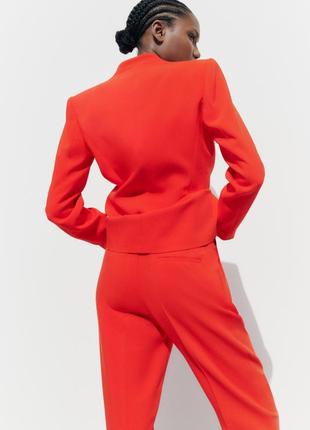 Zara 36 s брюки новые красные свободный крой высокая посадка4 фото