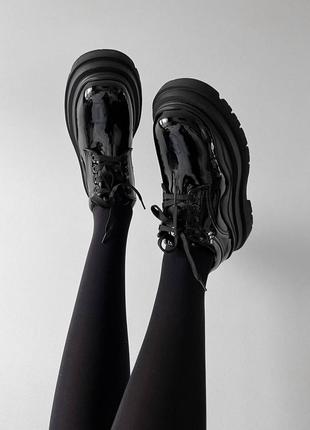 Трендовые челси ботинки лакированные кожаные с флисовой стелькой модные2 фото