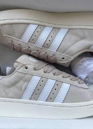 Женские кроссовки adidas campus cream white/Адидас кампус крема с белым цветами