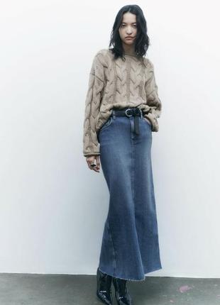 Zara s 36 юбка джинсовая синяя меди новая