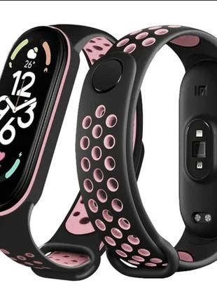 Ремешок для mi band 3/4/5/6/7 ремішок mi band ремінець для годинника ми бенд браслет мі банд перфорація  мі бенд ми банд ремешок перфорированный