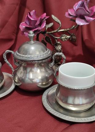Винтажный кофейный сет, олово, итальялия