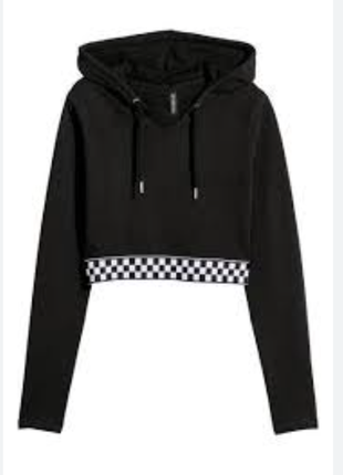 Укороченный свитшот худи из хлопка с капюшоном h&m