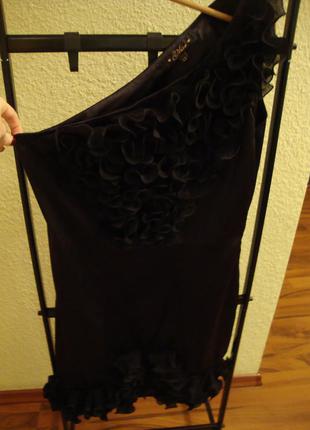 Чорное платье с жабо miso, рюш, вечірні сукні
