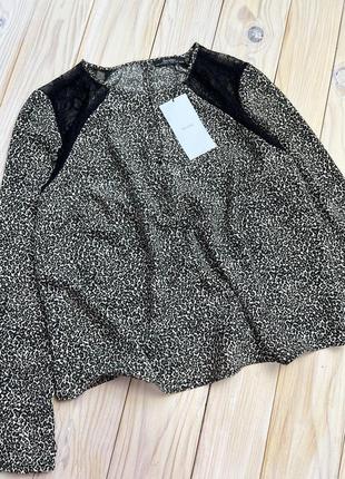 💙💛якісна леопардова блуза з мереживом по плечах bershka