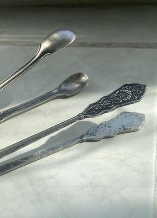 Щипцы для сахара мельхиоровые серебряного цвета винтаж винтажные ретро раритет старинные ложка вилка нож