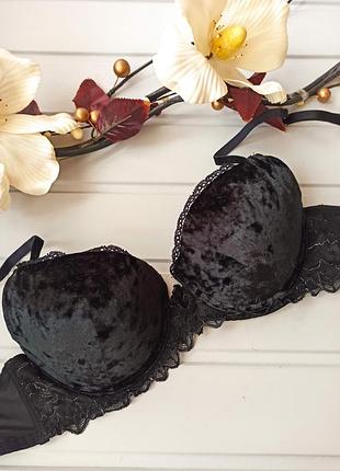 Бархатный, велюровый бюстгальтер с пуш-ап 75с