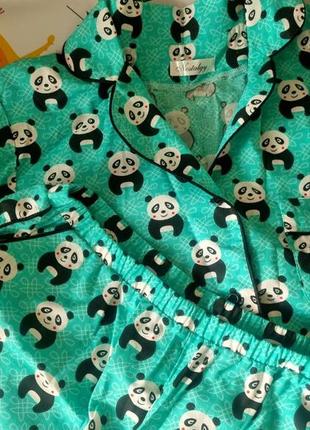 Милая хлопковая пижама с пандами ручной работы