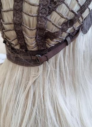 Парик с длинными светлими волосами без челки блонд термопарик под натуральный волос для образу барби7 фото