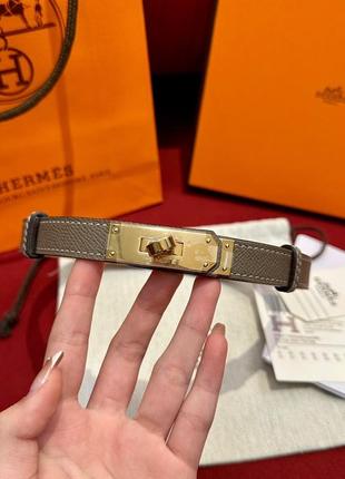 Жіночий коричневий сірий шкіряний ремінь у стилі ермес hermes kelly 1.8 см із золотою пряжкою