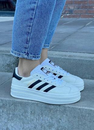 Женские кроссовки adidas gazelle bold white black#адидас