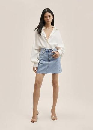 Mango юбка юбка хs новая голубая 34 джинсовая высокая посадка