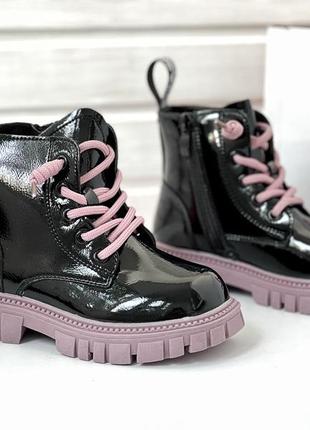 Демисезонные ботинки для девочки чёрные от apawwa3 фото