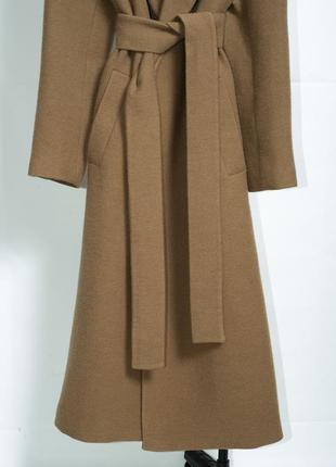 В наличии🔥 новое пальто zara шерстяное пальто с поясом camel пальто халат8 фото