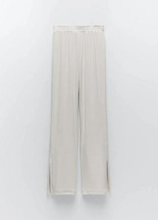 Штани в рубчик zara 7385/259/052 l бежеві