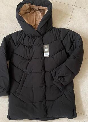 Зимняя удлиненная куртка пуховик с капюшоном1 фото