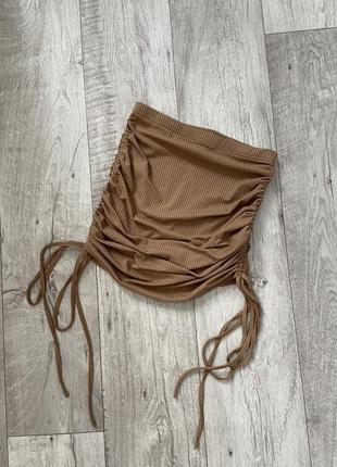 Shein sxy новая облегающая юбка в рубчик с завязками и узлами размер 42-446 фото