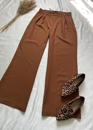 Новые трендовые брюки палаццо, кирпичные брюки палаццо, брюки с широким низом5 фото