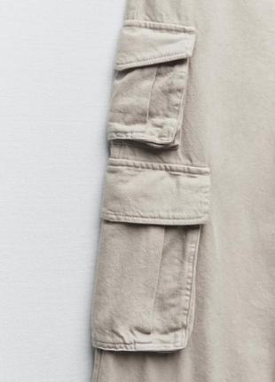 Zara широкие длинные брюки карго, брюки с карманами, джинсы7 фото