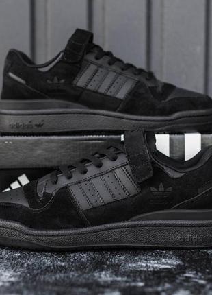 Мужские черные осенние кроссовки на липучках мужские демисезонные спортивные кроссовки adidas forum4 фото