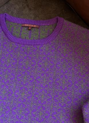 Шерстяной свитер джемпер review оригинальный фиолетовый зеленый3 фото