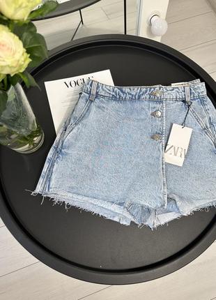 Юбка шорты джинсовая zara, размер s4 фото