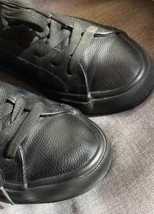 Черные кожаные кроссовки кеды на шнуровке, new look 38 р5 фото