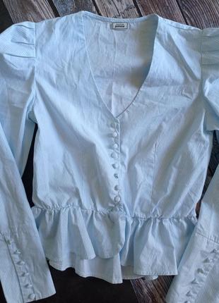 Блуза из качественного хлопка, рукав фонарик и ряд пуговицног 43-44см2 фото