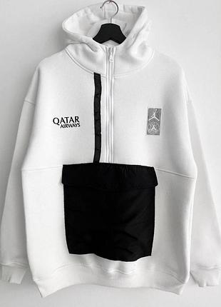 Мужская толстовка худи мужская спортивная соуп худи на флисе jordan psg qatar airlines
