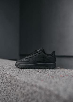 Детские кожаные кроссовки nike air force black1 фото