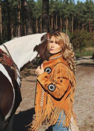 Шикарная редкая вещь, курточка замшевая натуральная в стиле кантри western7 фото